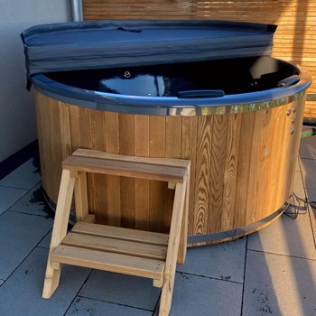Hottub 200 cm thermowood / grijs - open trap